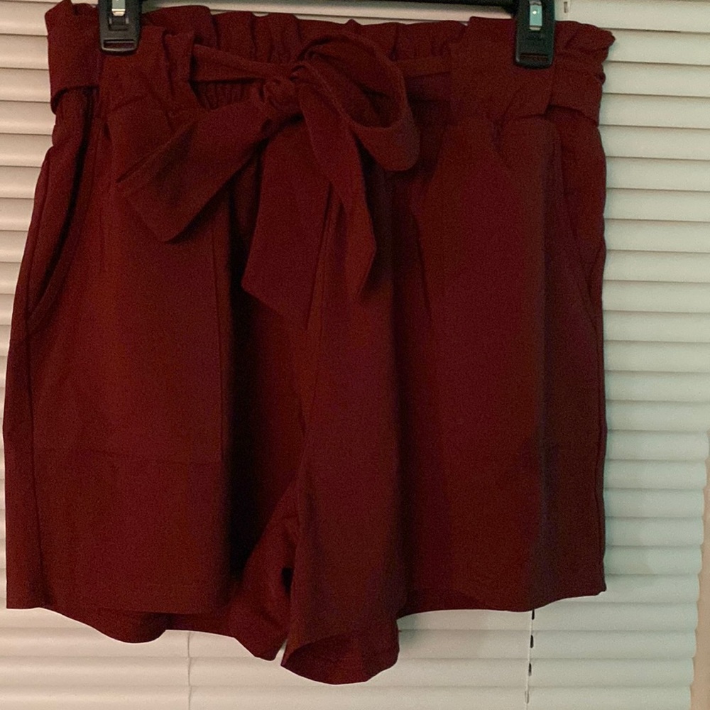 Maroon shorts with tie
